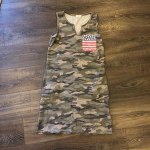 Camo tank dress with flag pocket detail
